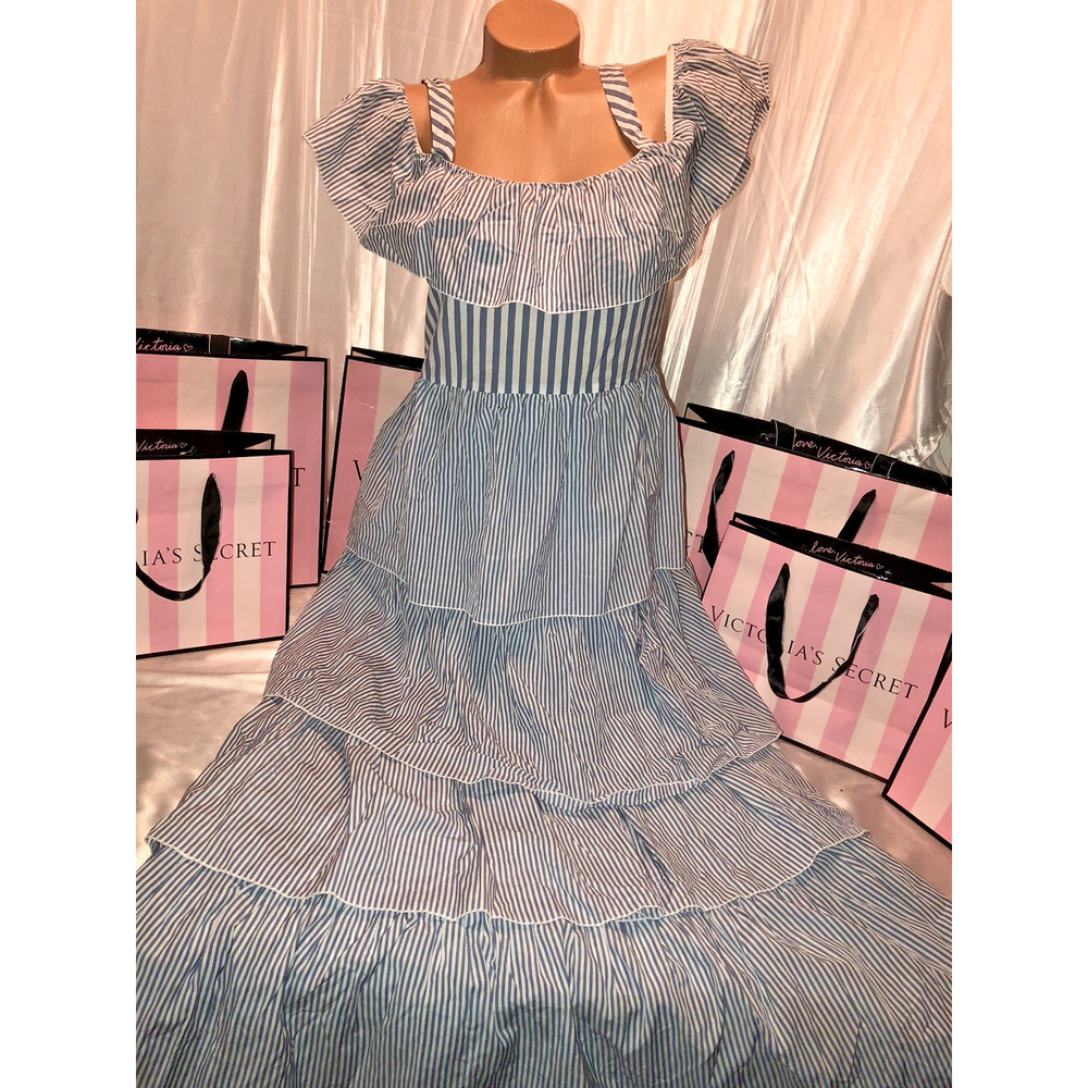 Victorias Secret Maxi Dress Ruffled Stripe Medium